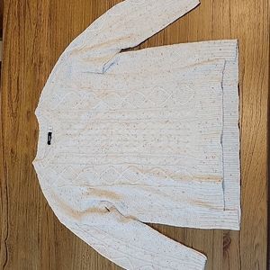 White and multi-color sweater